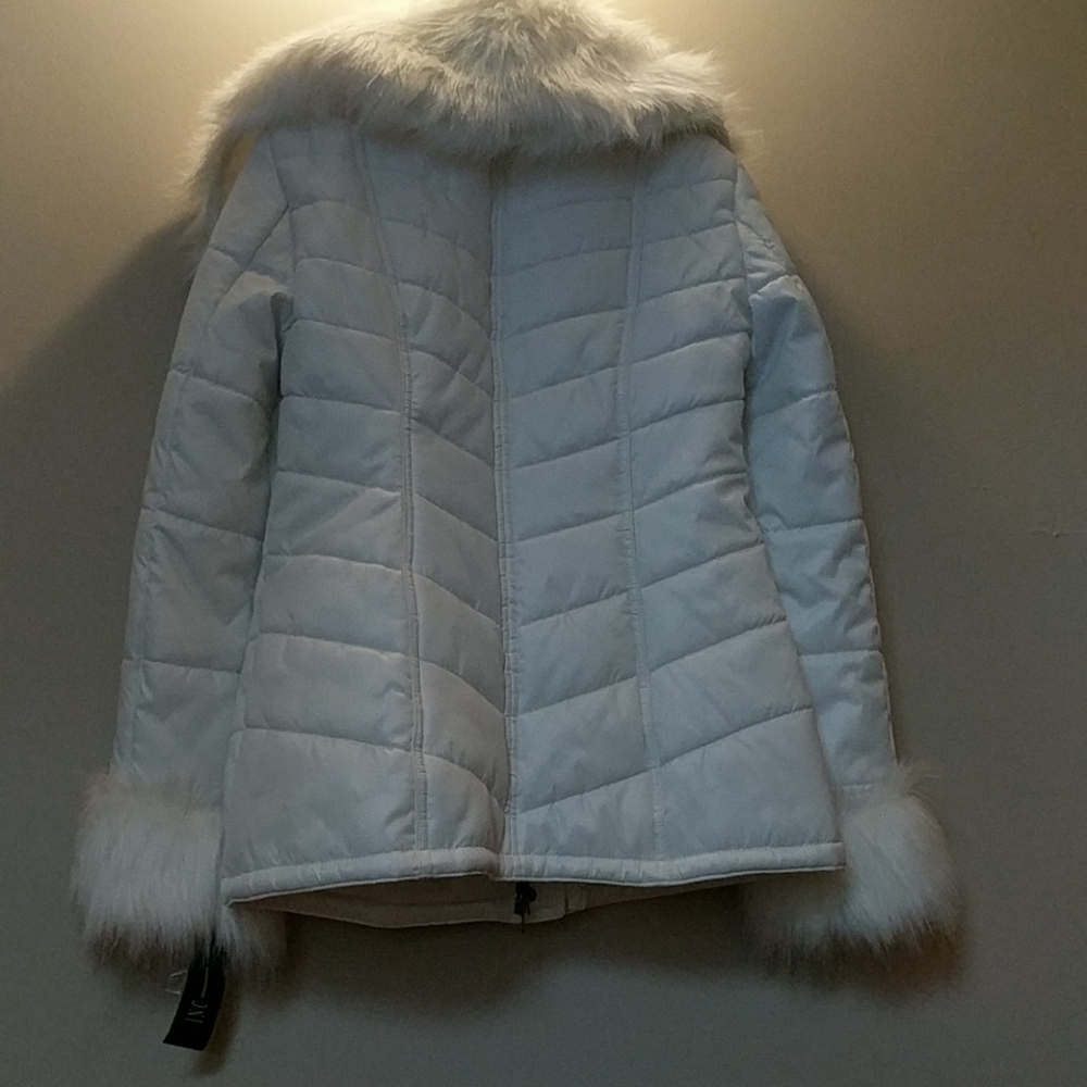 INC White Faux fur jacket - Picture 2 of 4